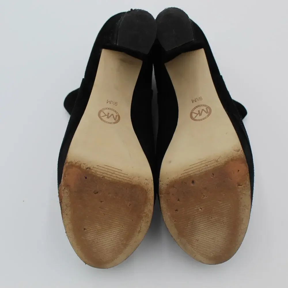 Michael Kors Boots Suede Womens 9.5 Black Bootie Zip Classic Heels Festival Boho
